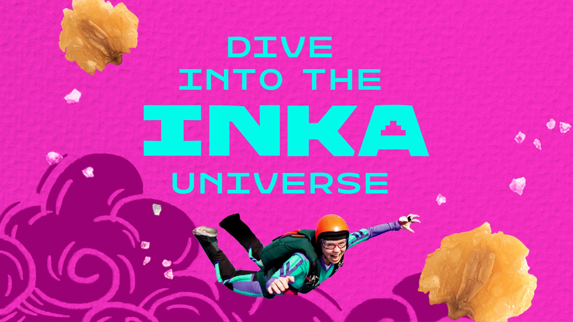 Materiales promocionales para redes sociales de Inka Corn. Dive into the Inka universe