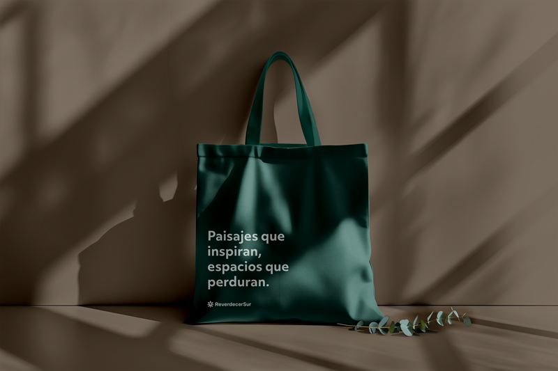 Muestra de material promocional de ReverdecerSur con la nueva identidad visual.