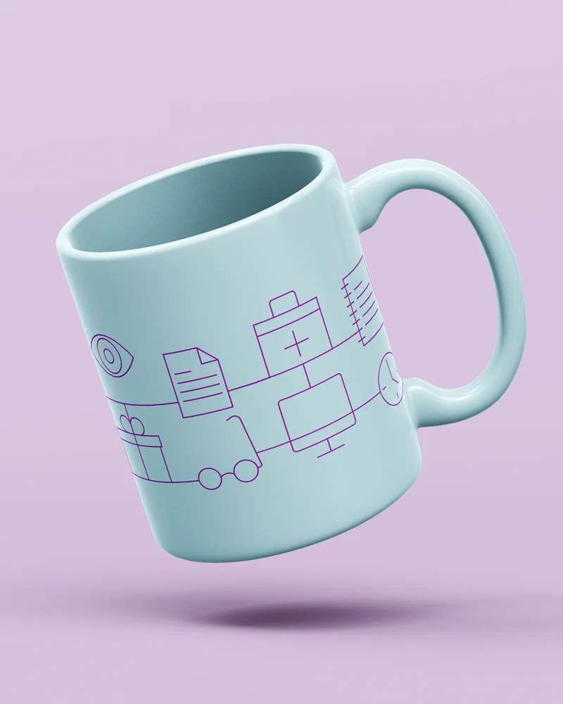 Hospital Británico sistema gráfico taza con ilustraciones